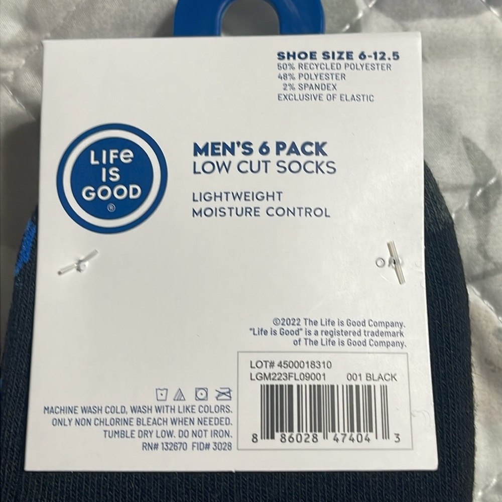 New men’s Life is Good low cut socks 6pk - Picture 5 of 5